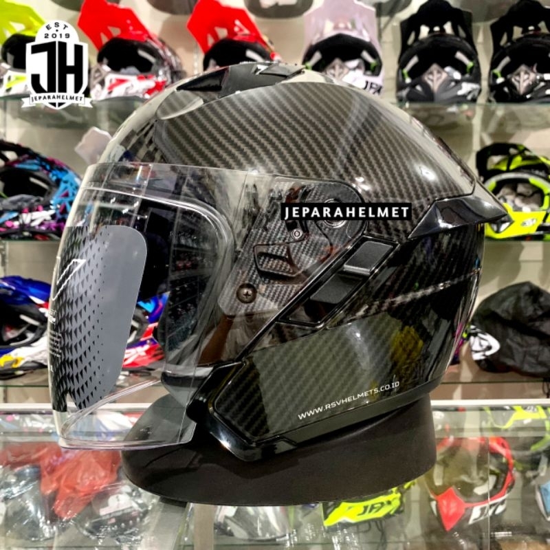 Helm Half Face RSV SV 300 Double Visor Motif Carbon Karbon Glossy | Helm RSV SV 300 Half Face Motif 