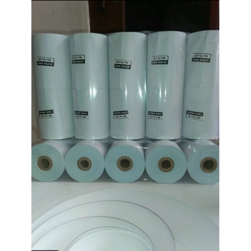 

HJK Kertas kasir 2ply putih biru ukuran 75x60mm paket 10 Roll