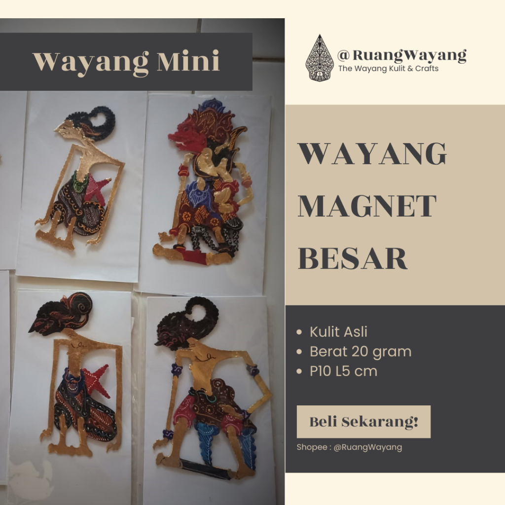 Wayang Kulit Asli Mini Magnet Besar