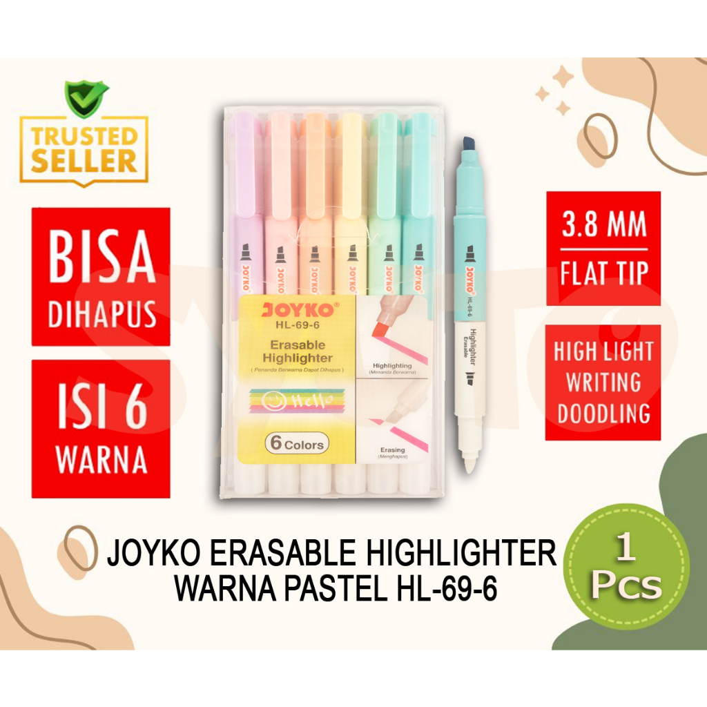

STABILO Erasable Highlighter Penanda Dapat Dihapus Joyko HL-69-6 ISI 6