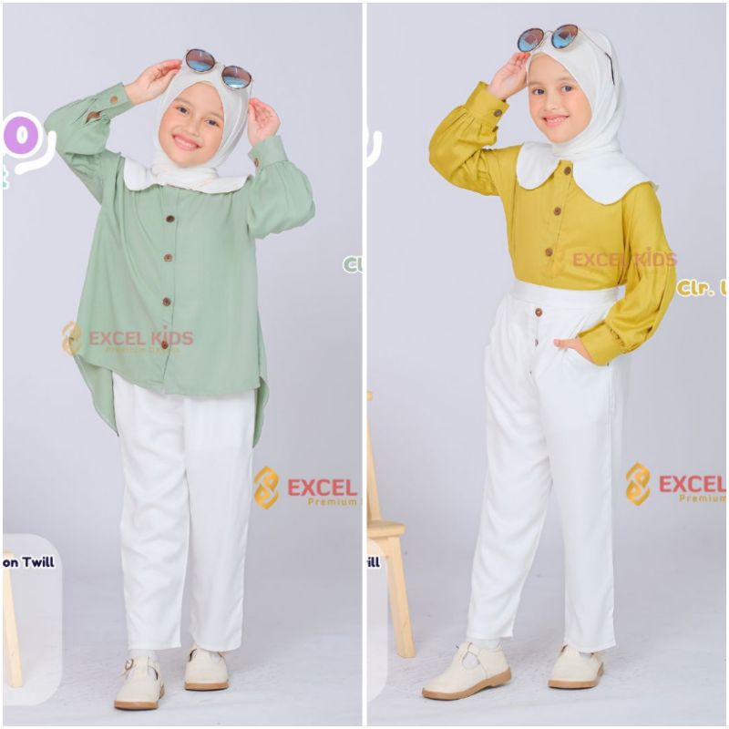 SETELAN ANAK Original Excel One Set Kids Atasan+Celana Katun Raton Twill Mix Shakila Pants Premium /
