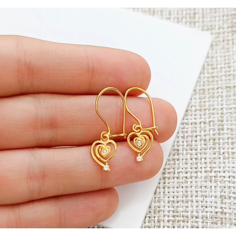 anting love pink emas asli kadar 875