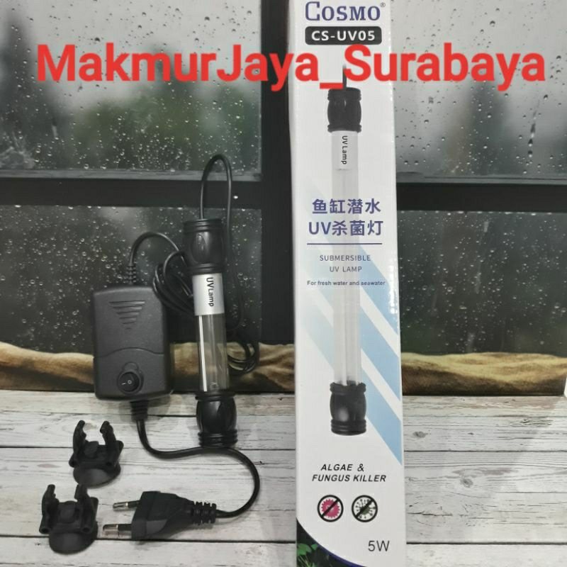 Lampu Uv Celup Aquarium Kolam Ikan Cosmo Cs Uv 5 Watt