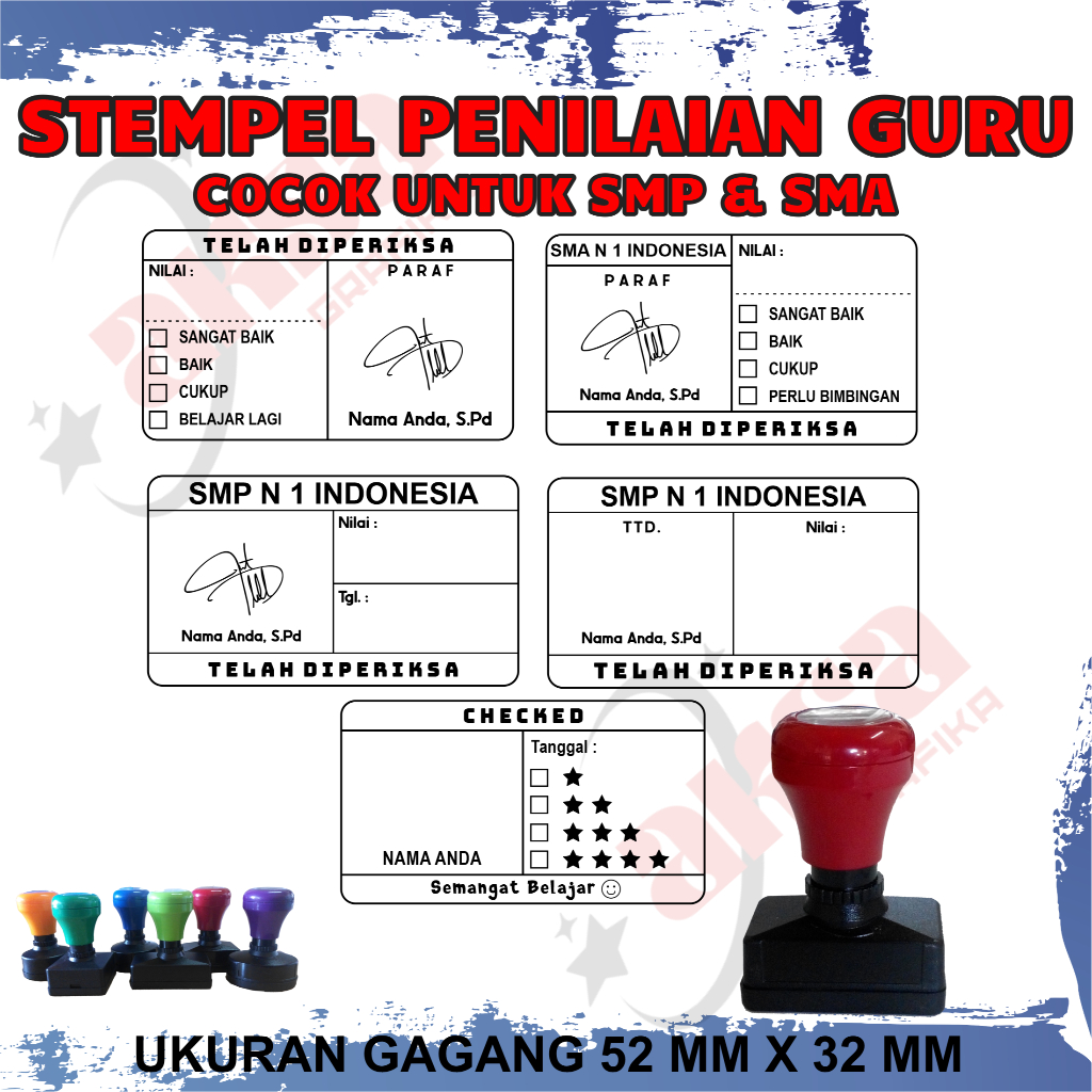 Stempel Nilai / Asesmen Guru  Untuk SMP SMA SMK Ukuran Lebih Besar