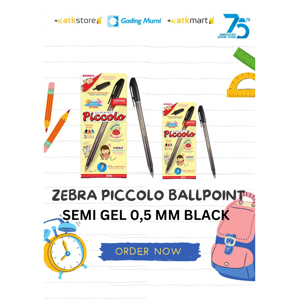 

BALLPOINT ZEBRA PICCOLO // ZEBRA PICCOLO BALL SEMI GEL 0,5 MM BLACK // PULPEN ZEBRA PICCOLO