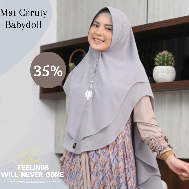 JILBAB HIJAB KHIMAR 2 LAYER SAR'I CERUTY BABYDOLL PINGUIN OVAL JUMBO PANJANG 110x80 PELENGKAP GAMIS