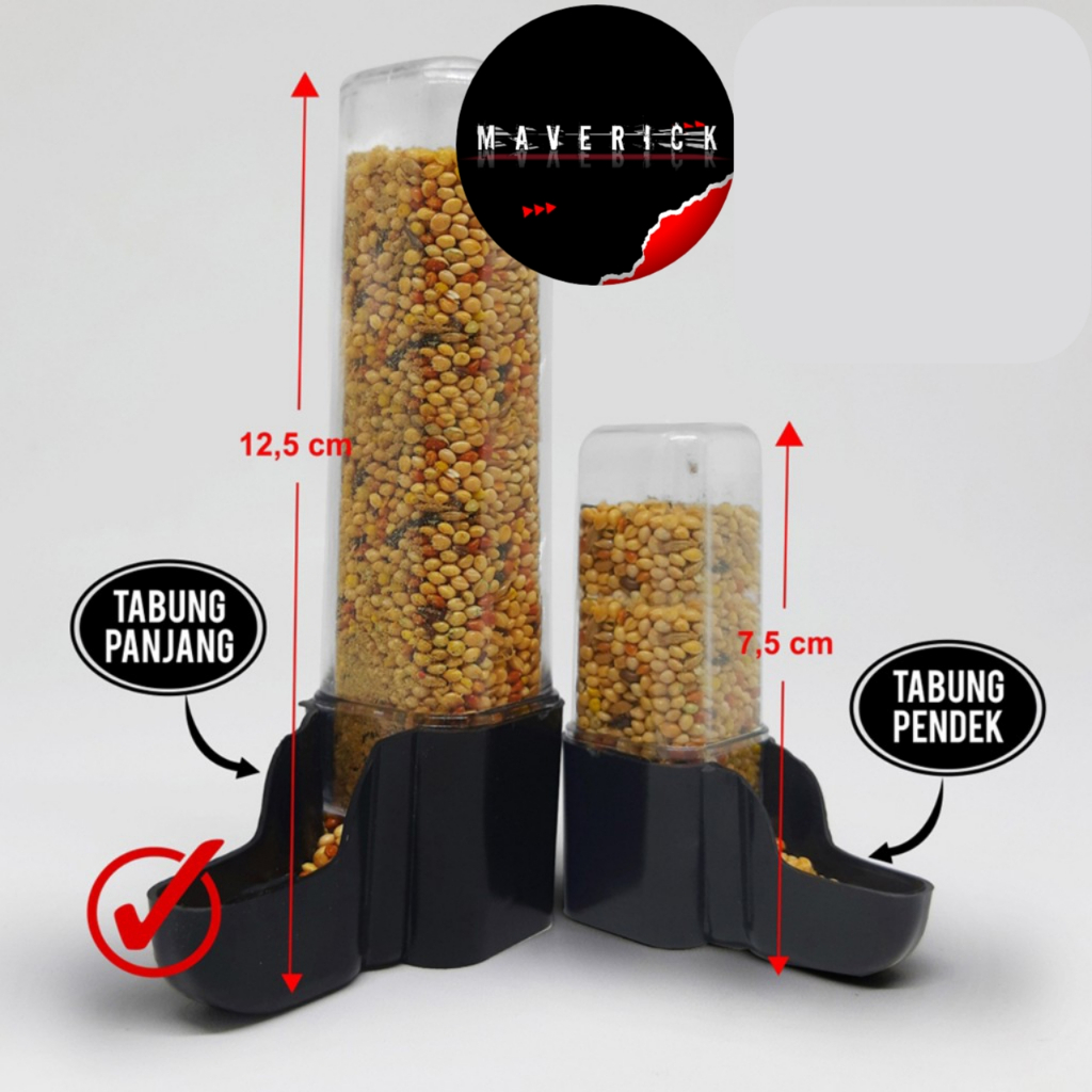 Wadah Pakan Burung Tempat Makan Minum Dispenser Tabung Panjang Hamster Love Bird Kenari Murai Merpat