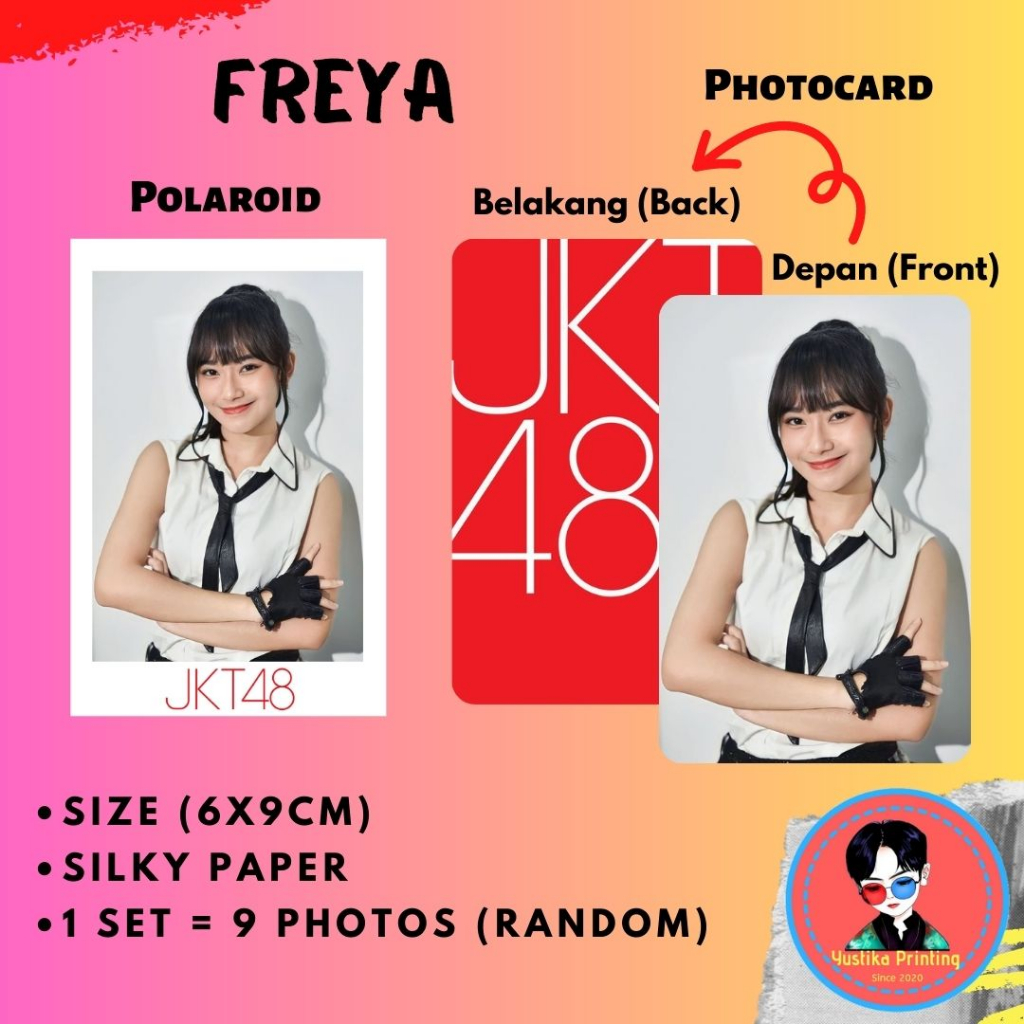 (ISI 9 PCS) PHOTOCARD POLAROID STIKER JKT48 FREYA JESSI JEANE INDAH INDIRA GREESEL GRACIA GITA