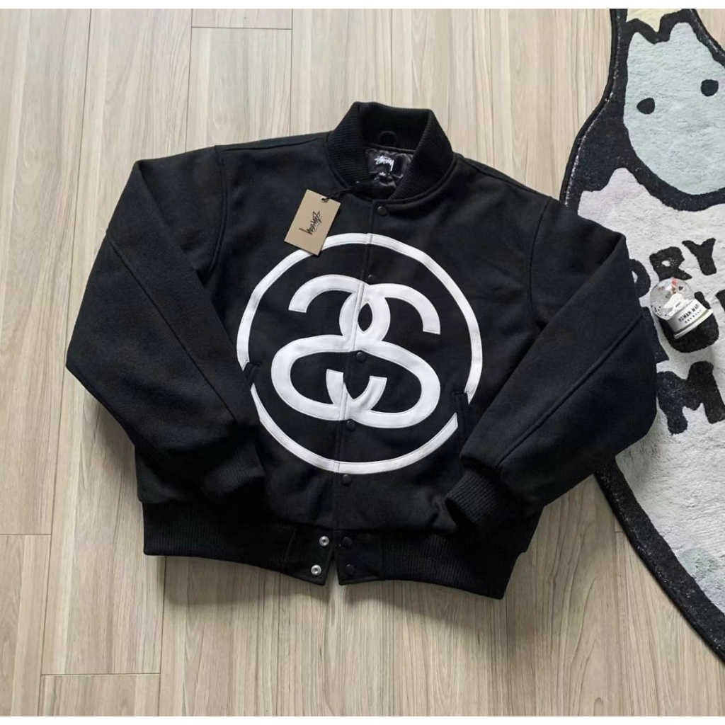 STUSSY LINK VARSITY BALCK JACKET