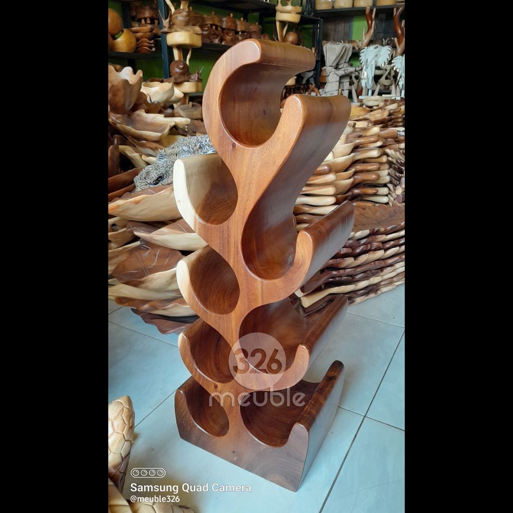 Rak Botol Kayu Isi 8 - Solid Wine Rack - Rak Botol Trembesi
