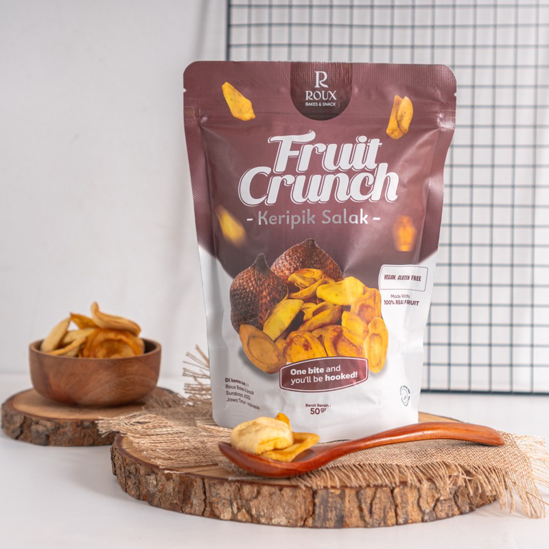 

ROUX FRUIT CRUNCH KERIPIK SALAK 50g PREMIUM RENYAH BUAH SEHAT HEALTHY SNACK