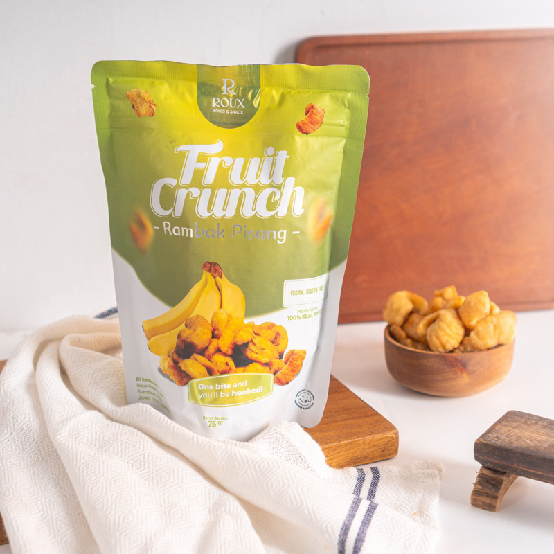 

ROUX FRUIT CRUNCH RAMBAK BUAH PISANG 75g PREMIUM ENAK SEHAT HEALTHY SNACK TANPA GULA TAMBAHAN