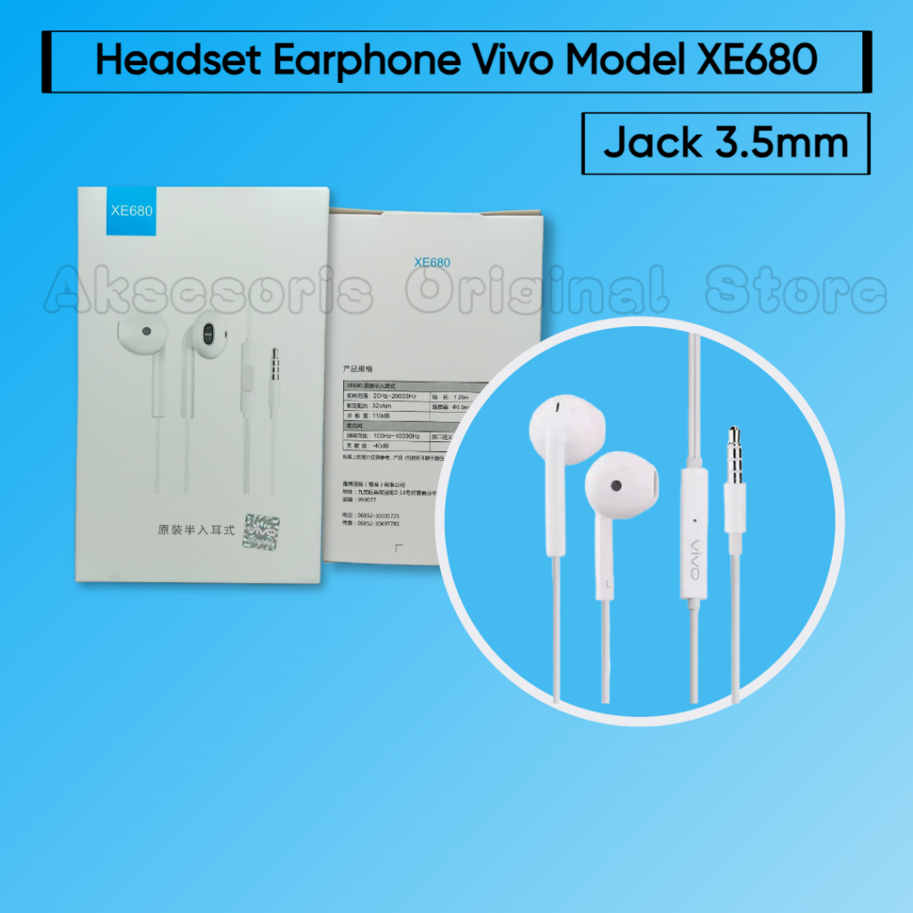 Headset Earphone VIVO ORIGINAL 100% Y17 Y19 V19 Vivo ORI