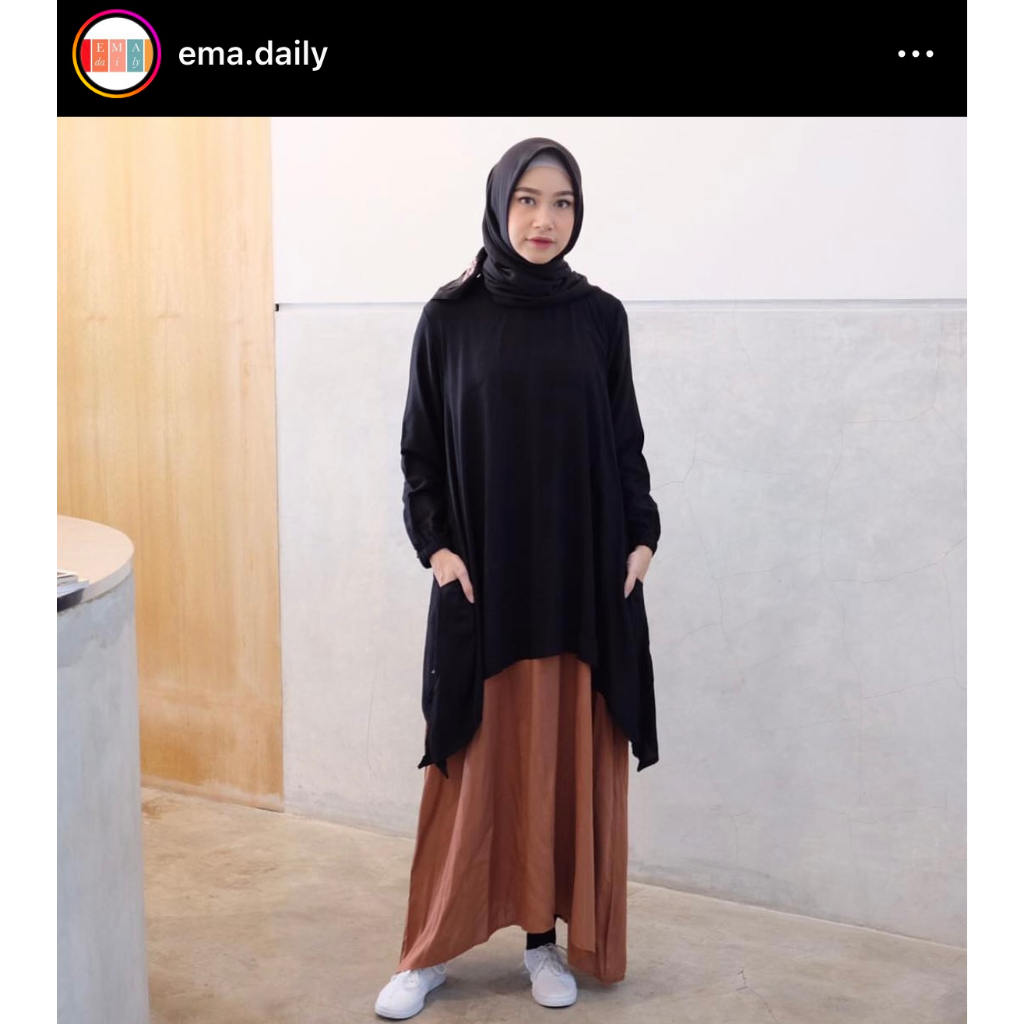 [Preloved] Ema Daily Twotone Maxi Black Teracota/Gamis Twotone Ema Daily