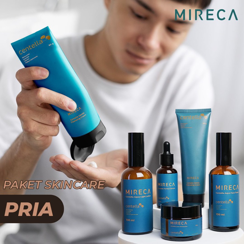 MIRECA Paket skincare Pria | 5 kali mencerahkan wajah  menghilangkan jerawat | Skincare Pria dan Wan