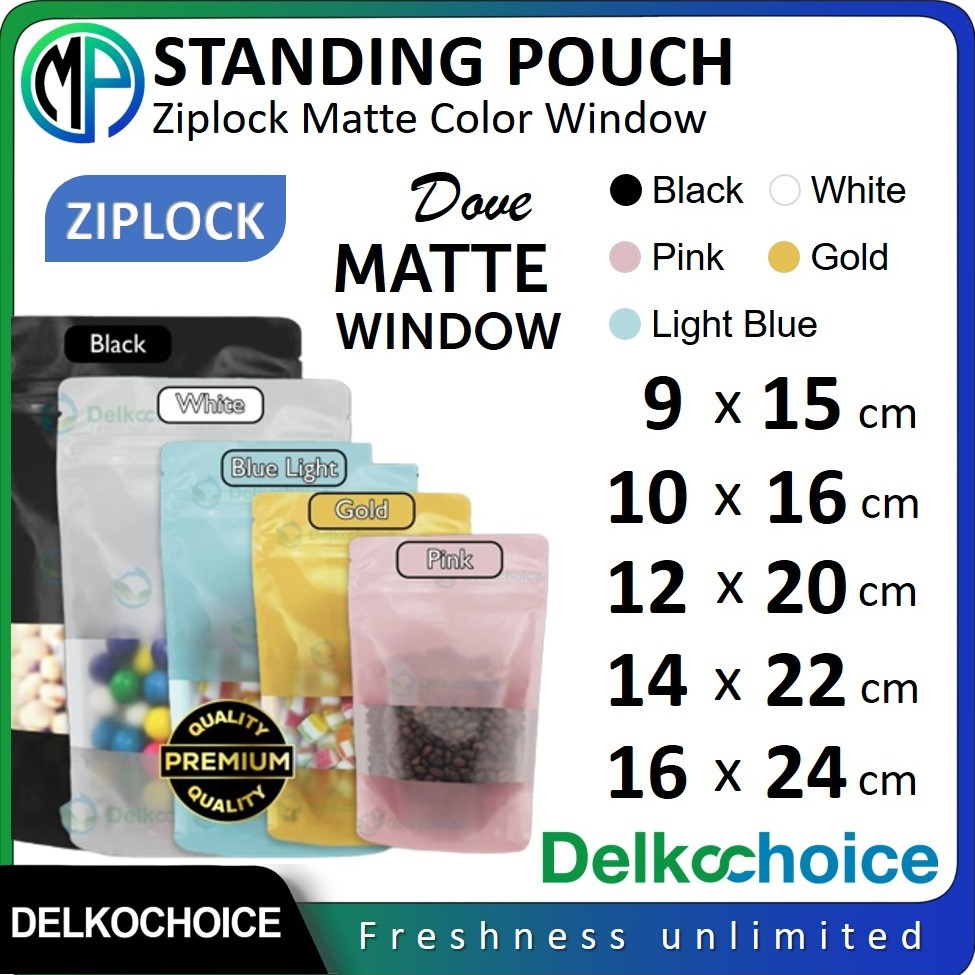 Kemasan Standing Pouch Matte Doff WINDOW ZIPLOCK / Plastik Klip Kemasan Makanan Harga Satuan Murah