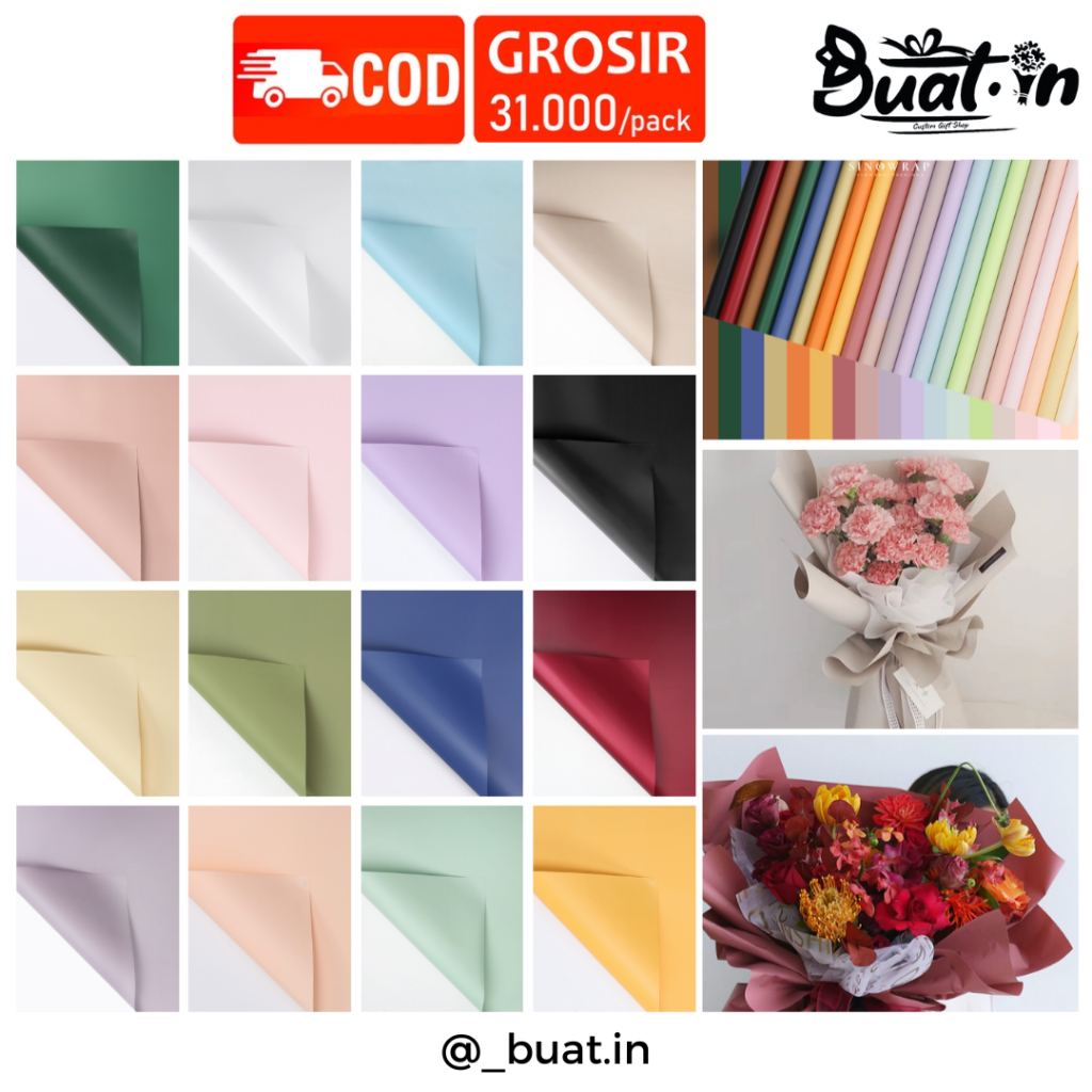 

FULL COLOR SOLID DOFF || TIDAK TRANSPARANT KERTAS BUKET CELLOPHANE ANTI AIR FLOWER WRAPPING