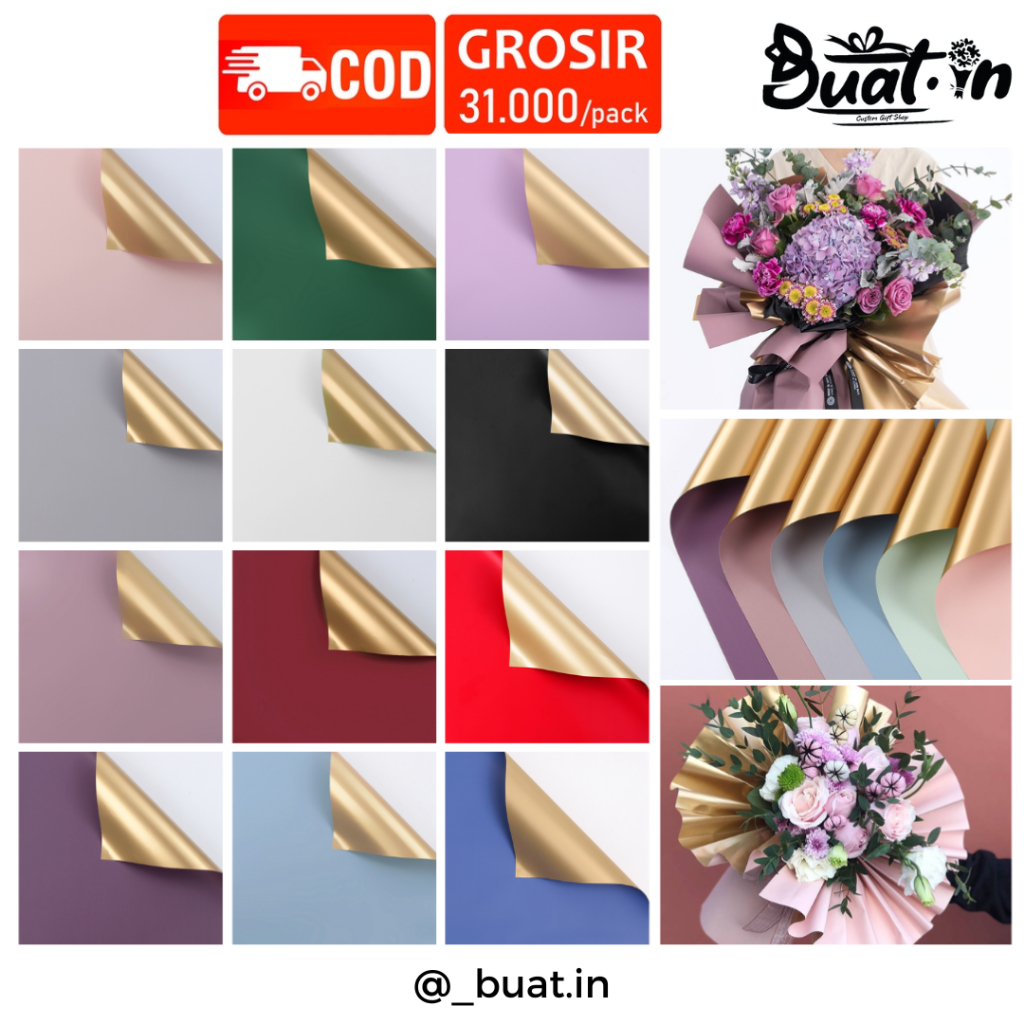 

BICOLOR GOLD || CELLOPHANE COLOR/KERTAS BUKET DUA WARNA/FLOWER WRAPPING
