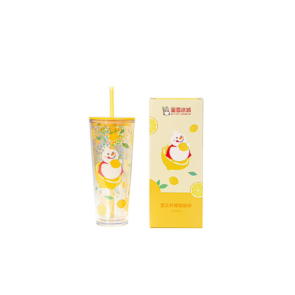 Botol Tumbler Mixue Snow King Lemon Straw Cup 800ML