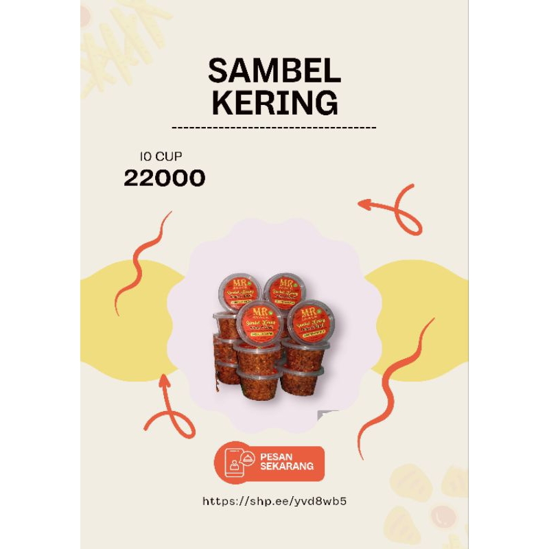 

Sambel Pedas Kering Gurih 100ml/10 Cup 250ml Dan 100gr