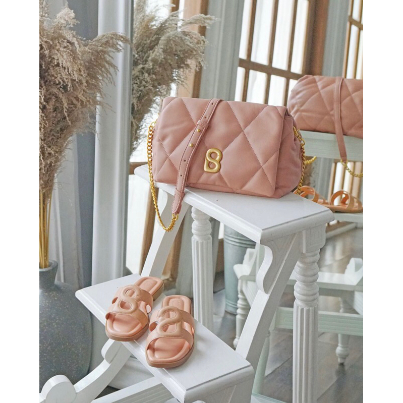 ZOEY BAG PEACH LILAC BUTTONSCARVES As Is Item