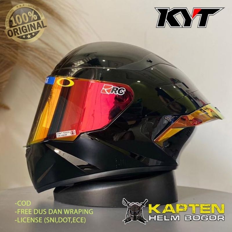 KYT TT-COURSE Black Glossy ORIGINAL /Helm KYT TT Course Paket Ganteng