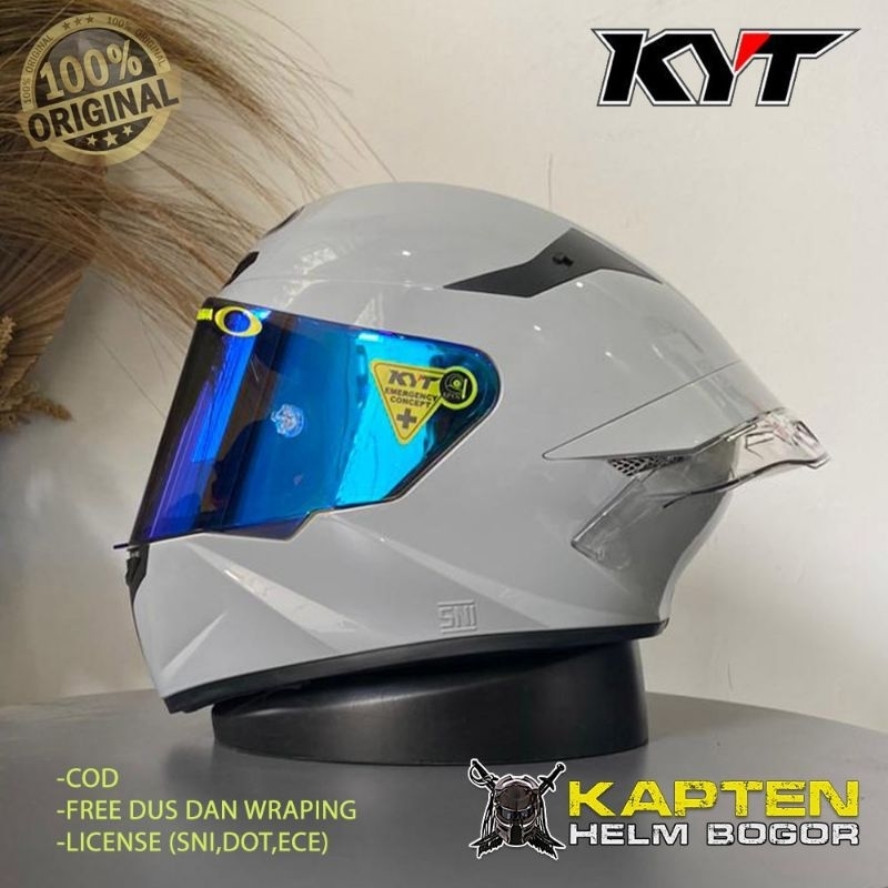 HELM KYT TT COURSE ASPHALT GREY Paket Ganteng - HELM FULL FACE KYT