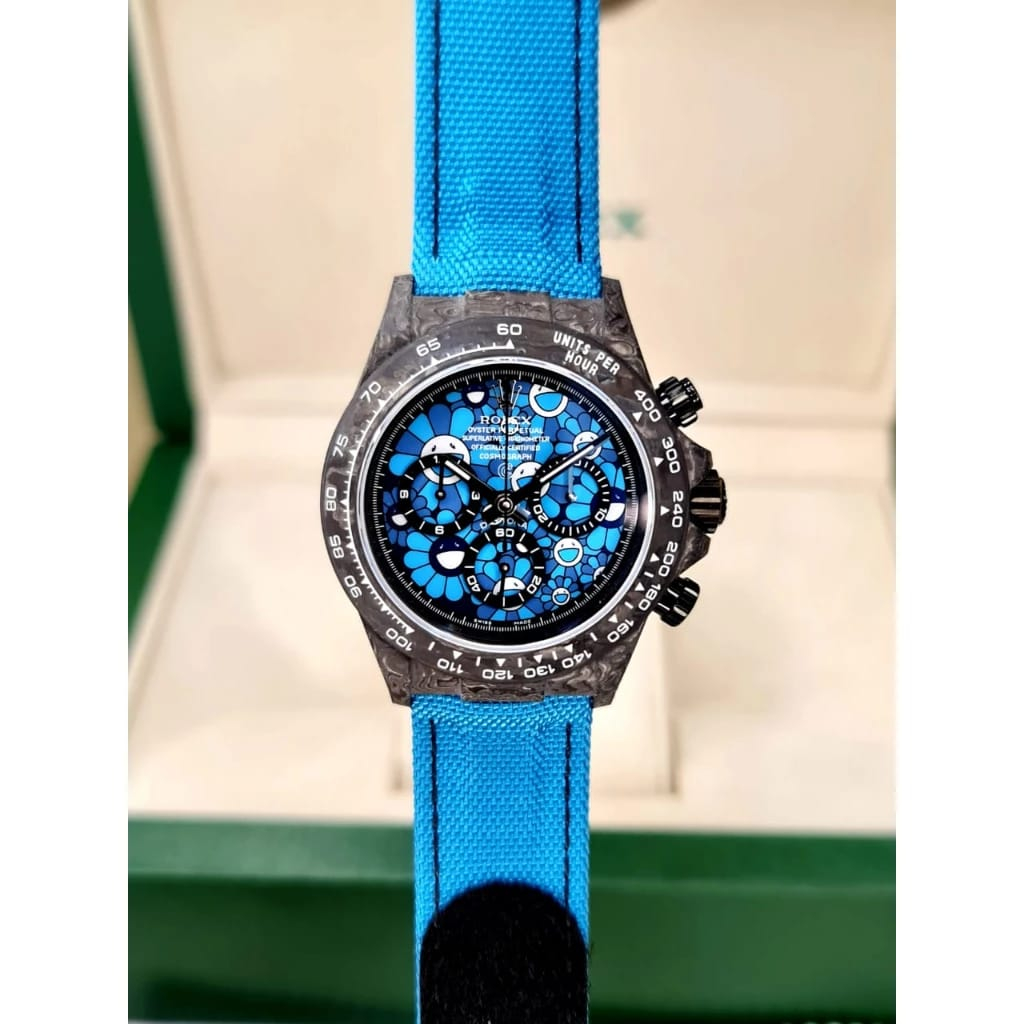 jam mewah rolex diw carbon sun flower by takashi murakami king original clone 1:1 jhf fullset