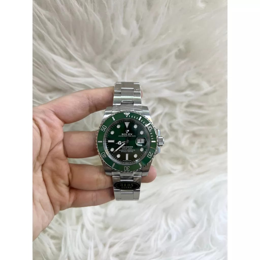 jam mewah rolex submariner hulk clean factory automatic best original clone 1:1 set paket