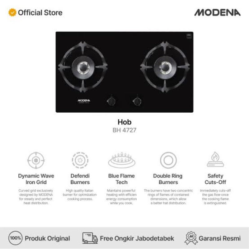 MODENA BH4727 KOMPOR 2 TUNGKU KOMPOR TANAM KOMPOR GAS