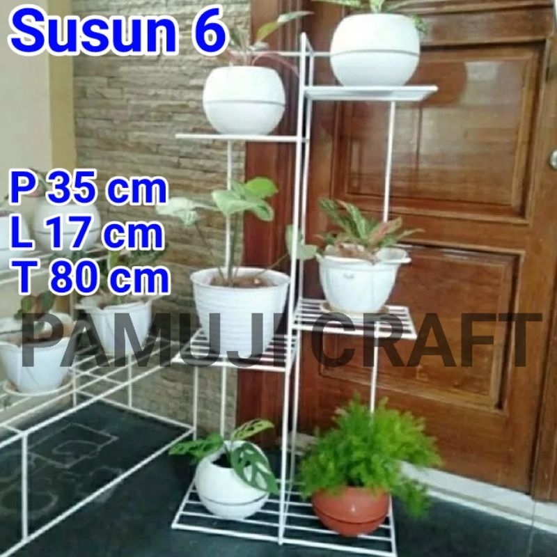 Rak Bunga Susun Tingkat 3 Rak Bunga Susun Besi Standing Pot A6 Standing Pot Bunga Besi Rotan Kayu Ra