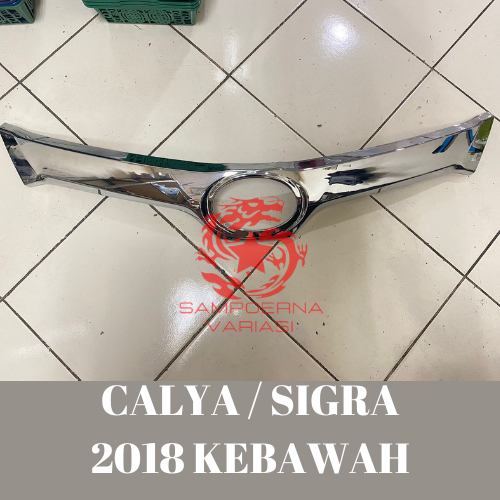 Hood moulding List Grill Logo Depan chrome Mobil Calya Sigra 2018 Kebawah