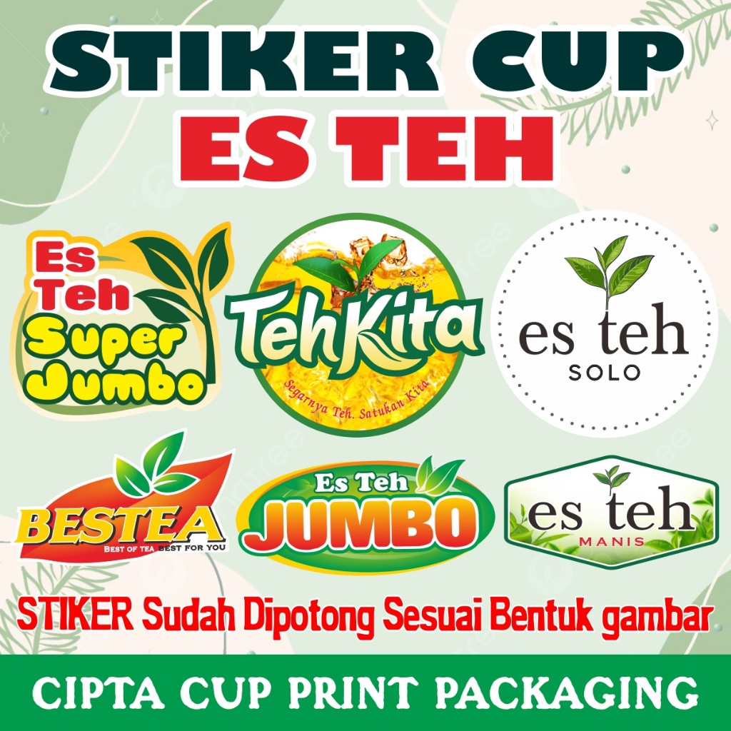 

stiker label cup es teh