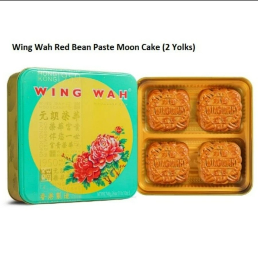 

(OPEN PO HK) Wing Wah WingWah Hongkong Red Bean Paste Mooncake 2 Yolks Telur isi 4pcs Kue Bulan Original