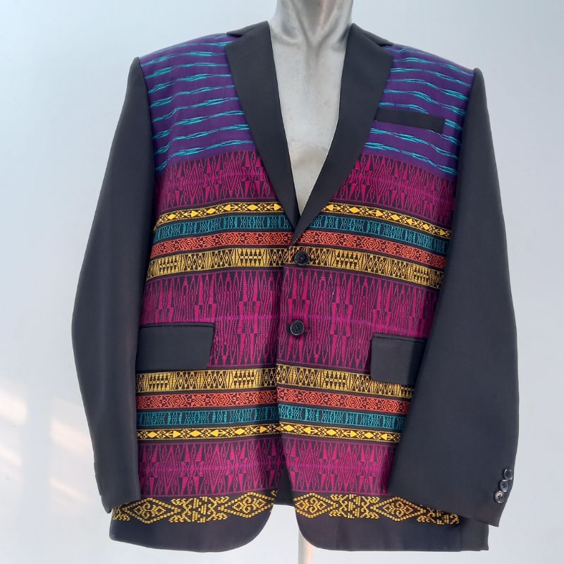 Jas ulos motif / Jas formal ulos Sumatera / Jas ulos kombinasi superblack / Jas motif ulos