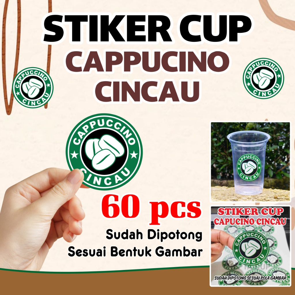 

stiker label cup cappucino cincau CAPCIN