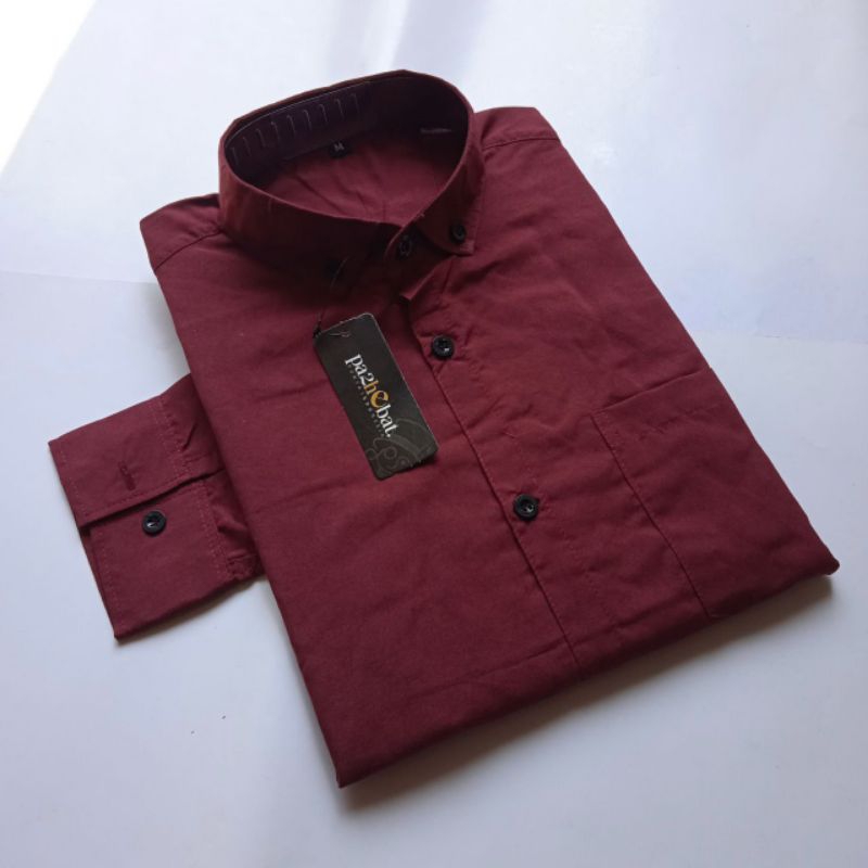 kemeja pria lengan panjang warna maron kemeja polos pria panjang kasual