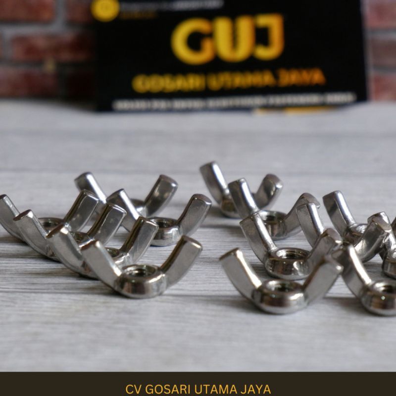 Mur Kuping M4 SS 304 / Mur Kupu-kupu / Wing Nut Stainless Pitch 0,7