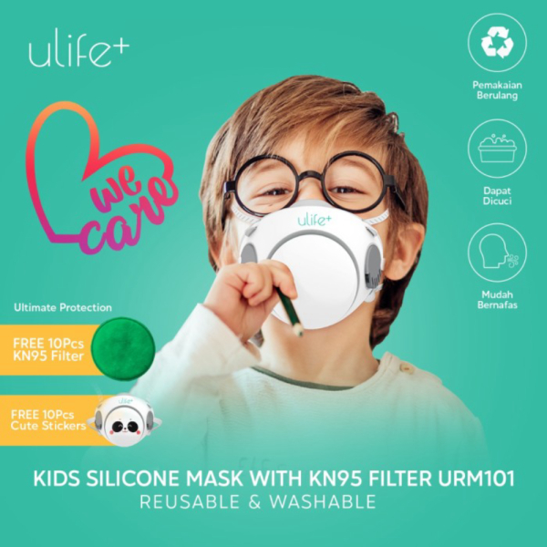 Promo Ulife Masker KN95 Anak Bahan Silikon Reusable Washable - URM101 Berkualitas