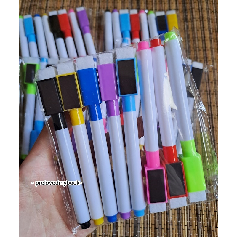

[1SET 8PCS] Spidol Wipeclean Magnet + Penghapus 1 Set Pack 8 Pcs Warna Warni Whiteboard Alat Papan Tulis Gambar