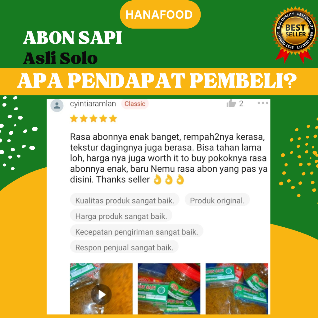 

Ay00! ABON SAPI 100% DAGING HALAL ABON SAPI SOLO RASA DAN RASA PEDAS 100gr A07