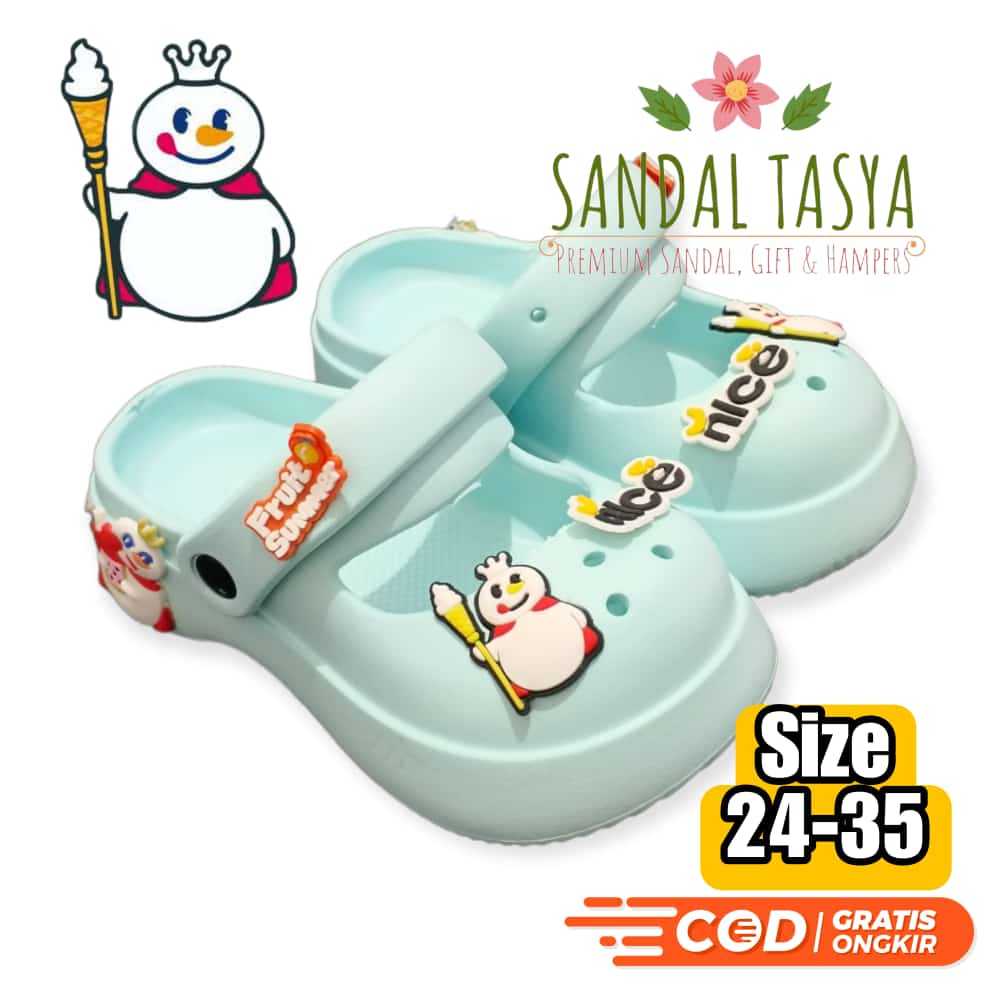 	 Sandal Baim Fuji MiXUE Anak Perempuan Selop Karet Bapau Karakter lucu Terbaru Umur 2 3 4 5 6 7 8 Tahun Sol Tinggi 3 Cm	