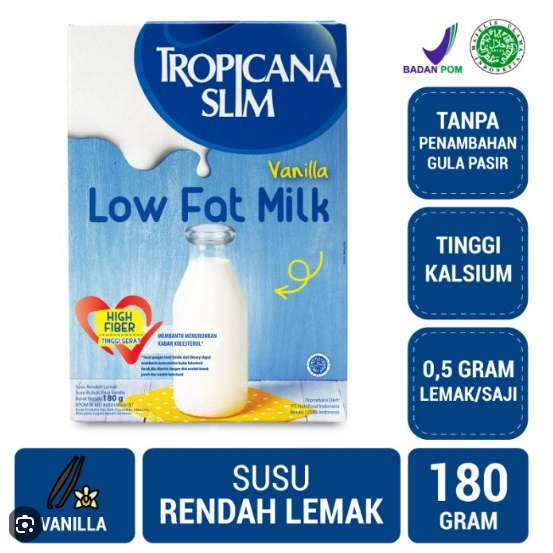 

TROPICANA SLIM LOW FAT MILK 180GR | SUSU RENDAH LEMAK | MINUMAN DIET