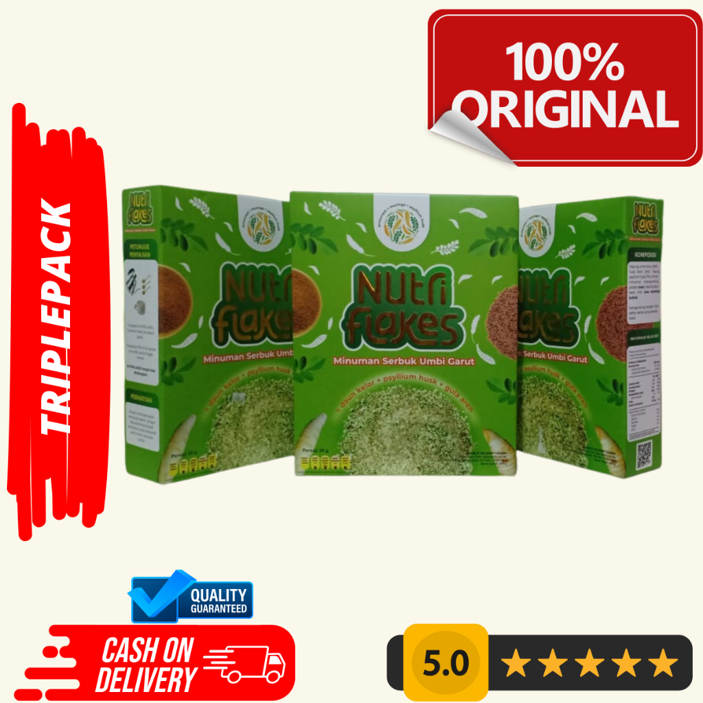 

Nutriflakes Umbi Garut Asam Lambung Ori PAKET 3 BOX