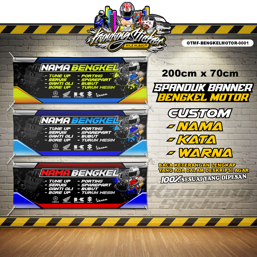 SPANDUK BENGKEL MOTOR OTMF-BENGKELMOTOR-0001 BANNER RACING BALIHO SPANDUKOTOMOTIF BANNEROTOMOTIF FRO