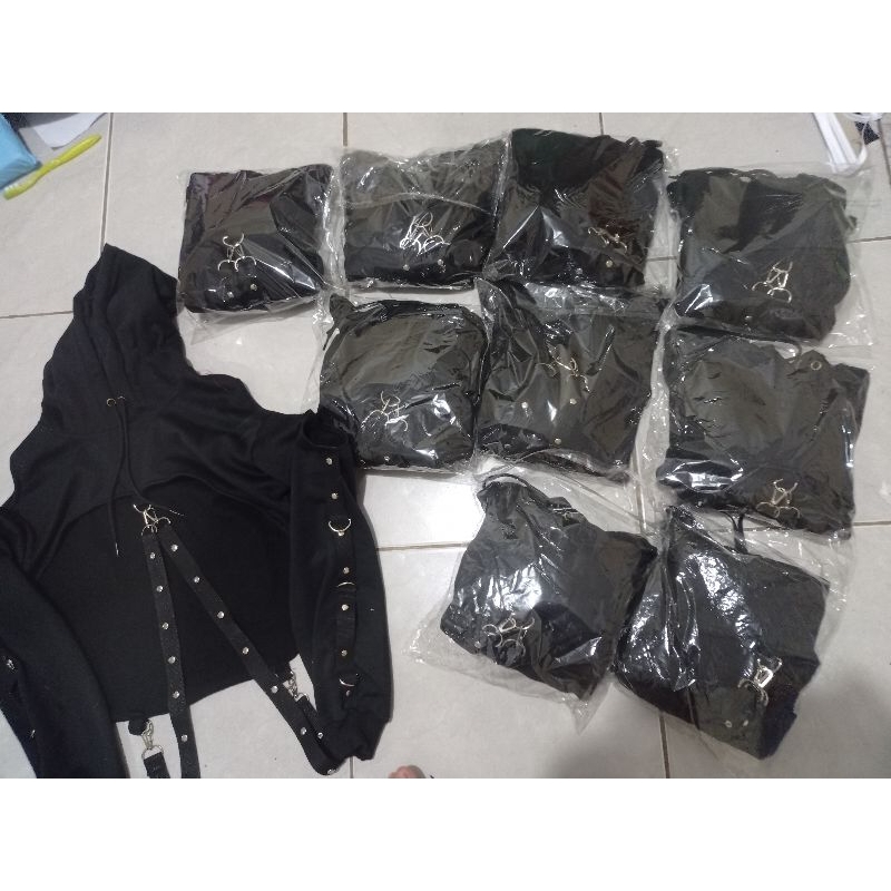 【Renjiro】 Jaket Crop Wanita Harajuku Punk Gothic Style