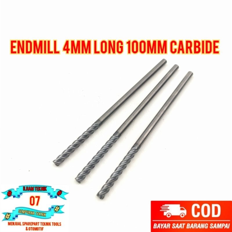 Endmill 4mm Long 100mm Carbide Bukan Hss
