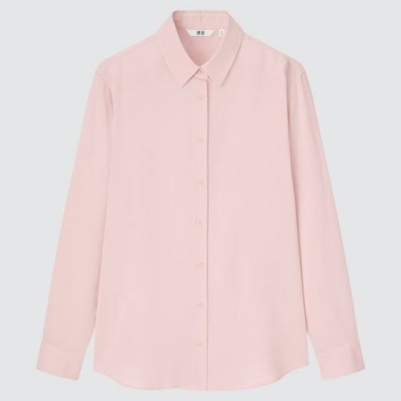 kemeja uniqlo baby pink
