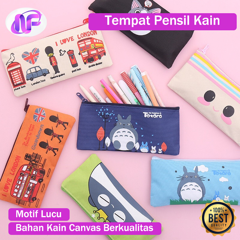 

Kotak Pensil Kain Kanvas Motif Kartun Lucu Tempat Simpan Koin Kartu