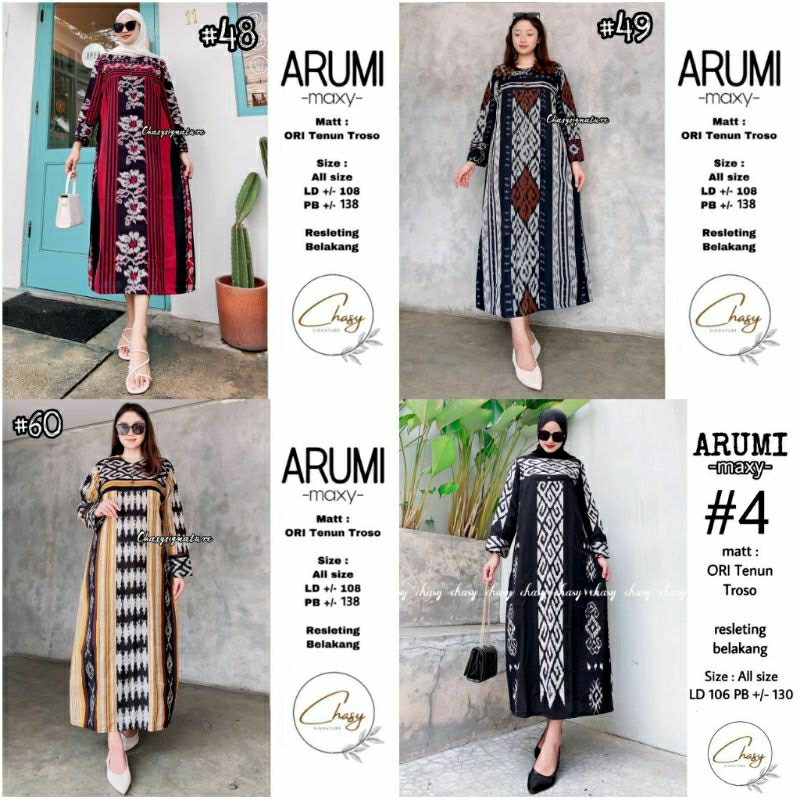 ARUMA MAXY TENUN TROSO berlabel CHASSY /28.8 GAMIS Ld 108 PB 138cm // Non Busui wanita Abstrak tenun